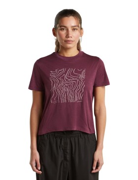 Dámské merino triko krátký rukáv ICEBREAKER Wmns Merino 150 Tech Lite SS Crop Tee Gr8, Dark Berry velikost: XS