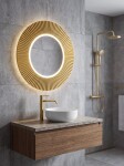 SAPHO - PRIDE STRIP kulaté zrcadlo s LED osvětlením v rámu ø 90cm, zlato PD950