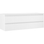 MEXEN/S - Rivel koupelnová skříňka pod umyvadlo 140 cm s deskou, 2 zásuvky, reliéf , bílá mat 91A20-14047-2-BFFC01