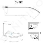 RAVAK - Chrome Vanová zástěna jednodílná CVSK1 Rosa, pravá, 1000x1500 mm, bílá/transparentní sklo 7QRS0100Y1