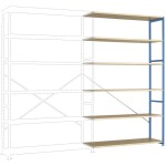 Manuflex RP1344.5021 základní modul regálu oddělení , (š x v x h) 1470 x 2500 x 800 mm, ocel, dřevěná podlaha, vodní mod