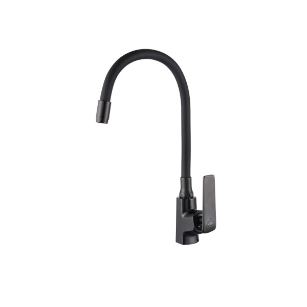 INVENA - Dřezová baterie Ligaria s elastickým výtokem, černá BZ-39-004-L