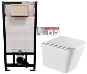 DEANTE Podomítkový rám, pro závěsné WC mísy bez tlačítka + WC INVENA FLORINA /VÍROVÉ SPLACH/ WITH SOFT, včetně soft/close sedátka CST_WC01 X FL1
