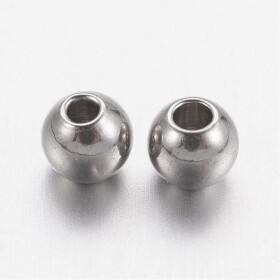 Korálek z nerezové oceli - platinový - 3 x 3 mm - 1 ks