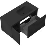 MEXEN/S - Rivel koupelnová skříňka 100 cm s umyvadlem Vela pravá, 1S, 1D, reliéf, černá mat 91A23-10047-3-BBFF71-W23P71