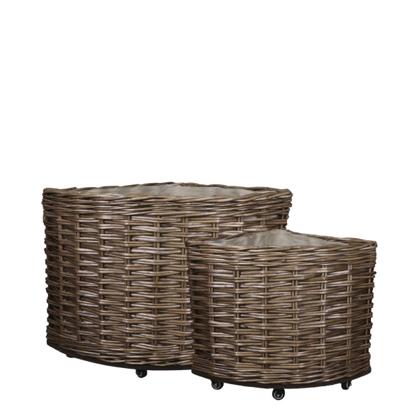 Chic Antique Proutěný koš na kolečkách Dark Nature Větší, přírodní barva, proutí