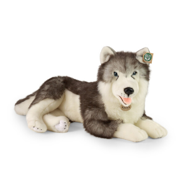 Velký plyšový pes husky ležící 60 cm, ECO-FRIENDLY