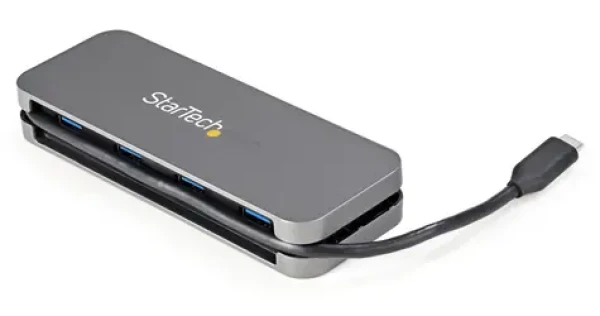 StarTech USB-C Hub 4 porty černá / Rozbočovač / 4x USB-A / USB 3.2 Gen 1 (5 Gb/s) / kabel 28 cm (HB30CM4AB)