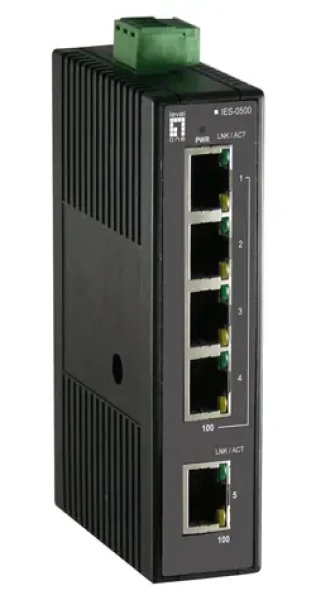 LevelOne Průmyslový switch 5x FE DIN plastový / Switch / Neřízený / Auto MDI/MDI-X / IP30 (IES-0500)
