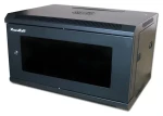 XtendLan Nástěnný rozvaděč 6U 600x450mm černá / Rozvaděč / Skleněné dveře / Jednodílný, rozložený (WS-6U-64-BLACK-U-P)