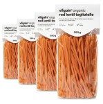 Vilgain Luštěninové těstoviny BIO – 4× Tagliatelle z červené čočky 250 g