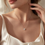 Stříbrný náhrdelník se srdíčkem Patrizia 1 ct MOISSANITE + CERTIFIKÁT, Stříbrná 40 cm + 5 cm (prodloužení)