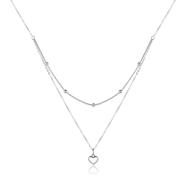 Dvojitý stříbrný náhrdelník Isabelle - stříbro 925/1000, srdce, Stříbrná 50 cm