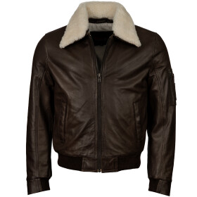 Pánská Kožená Bunda Pilot Pierce Pravý Kožíšek Brixton Hnědá Velikost: XL