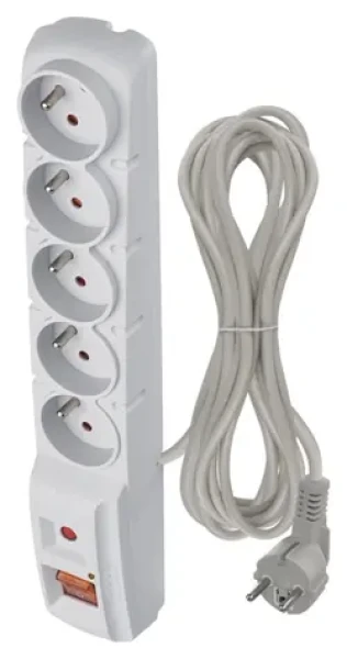 EMOS Přepěťová ochrana 5x zásuvka šedá / Přepěťová ochrana / 5 m / 2300 W / Vypínač napájení (1909050503)