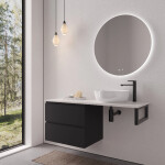 CERANO - Koupelnová skříňka Carole - černá matná + deska pod umyvadlo z lit. mramoru Elanys - 12 mm + konzole černá - 160x46x49,2 CER-679331