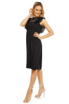 Dámské šaty s krajkovým rukávem středně dlouhé černé Černá model 15042555 White černá S/M - Elli White
