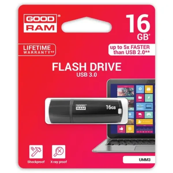 GOODRAM UMM3 16GB černá / Flash disk / USB 3.0 / čtení: 60MBs / zápis: 20MBs (UMM3-0160K0R11)