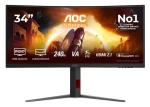 34" AOC CU34G4Z černá / Monitor / Fast VA / 3440x1440 / 21:9 / 240Hz / 0,3ms / 2x HDMI 2.1 + DP / VESA / FreeSync (CU34G4Z)