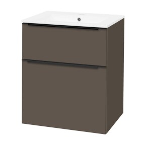 MEREO - Mailo, koupelnová skříňka s keramickým umyvadlem 61 cm, šedá láva, černé madlo CN560B
