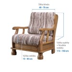 Bielastické potahy OCEANO NOVÉ hnědo-vínové křeslo s dřevěnými rukojeťmi (š. 40 - 70 cm)