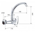 AQUALINE - KASIOPEA nástěnná baterie s vysokým ramínkem, chrom 1107-13