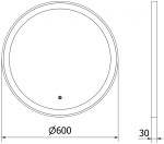 MEXEN - Esso zrcadlo s osvětlením 60 cm, LED 6000K černý rám 9825-060-060-611-70