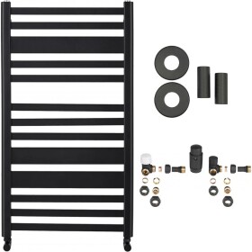CERANO Koupelnový radiátorový set Enrico - ústřední vytápění - boční připojení - 467W - černá matná - 970x550 mm