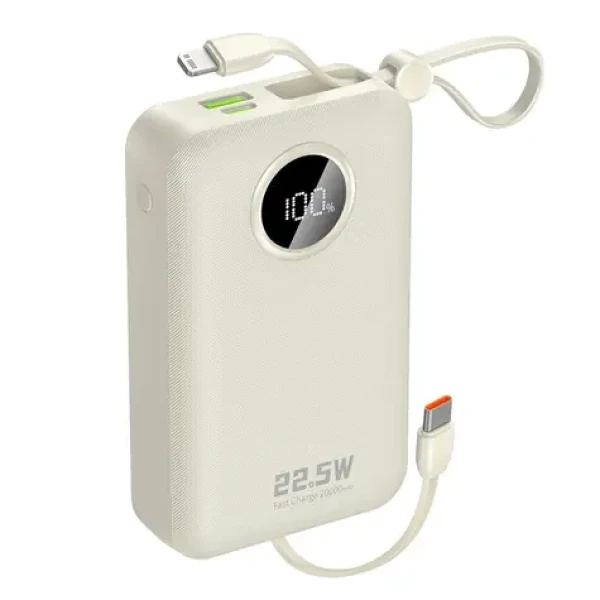 Dudao K14+ 20000mAh bílá / Powerbanka / USB-C / USB-A / vestavěné kabely Lightning / USB-C / 22.5W (208089)