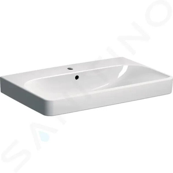 GEBERIT - Smyle Square Umyvadlo 750x480 mm, s přepadem, otvor pro baterii, bílá 500.249.01.1