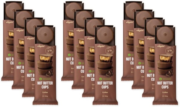 Vilgain Nut Butter Cups BIO – 12× kávovo-oříškové máslo 39 g (3 x 13 g)