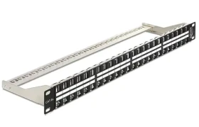Delock 19" Keystone Patch Panel / 48 Portů / 1U / s montážní lištou (43280)