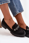 Eko Semišové Mokasíny Dámské S Dekorativní Broží Černé Valiana 39