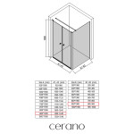 CERANO - Sprchový kout Antelo L - L/P - 6 mm - černá matná, transparentní sklo - 140x90 - otočný CER-666406