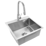 REA - Ocelový dřez Leo 50 BRUSH NICKEL s kuchyňskou baterií KPL-96003