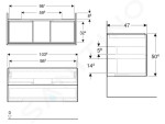 GEBERIT - ONE Umyvadlová skříňka 104x50x47 cm, 2 zásuvky, lesklá bílá 505.264.00.1