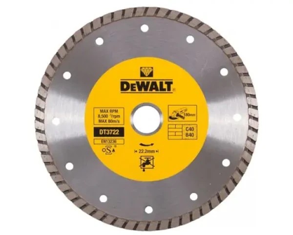 DeWalt DT3722-QZ / Diamantový kotouč Turbo / Průměr 180 x 22.2 mm / Šířka 2.4 mm (DT3722-QZ)