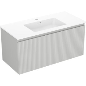 MEXEN/S - Rivel koupelnová skříňka 100 cm s umyvadlem Otis, 1 šuplík, reliéf , šedá mat/bílá mat 91A20-10047-1-BF62-W18M01