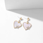Náušnice s motivem srdce Suzanne - zirkony, perleť, Zlatá