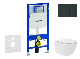 GEBERIT - Duofix Set předstěnové instalace, kompaktního klozetu Oudee Vortex a sedátka softclose, tlačítko Sigma30, černá lesk/černá mat SANI11CA5141