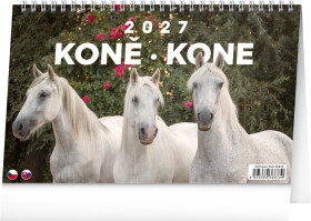NOTIQUE Stolní kalendář Koně – Kone CZ/SK 2027, 23,1 x 14,5 cm
