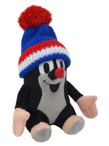 Krtek 14cm sedící, kulich modrá-trikolóra - Zdeněk Miler