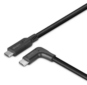 Lindy 32017 černá / Kabel / USB-C - USB-C / USB 3.2 Gen 2 / 10 Gbit/s / 0,5 m / 90° lomený (32017)