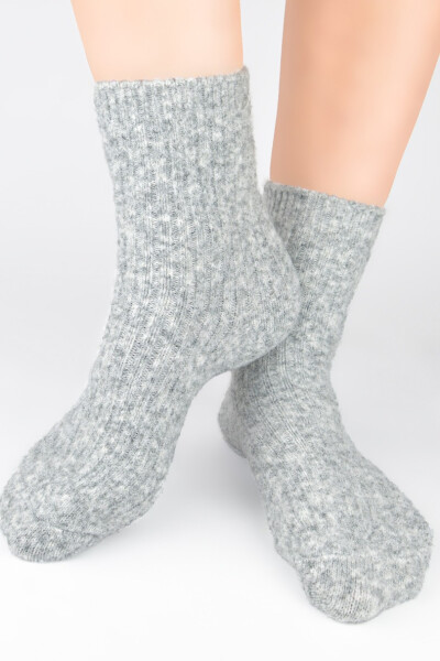 PONOŽKY BEZ TLAKU HLADKÉ S VLNOU SB133 šedá 36-41