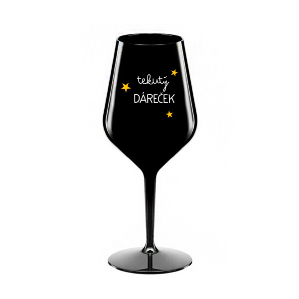 TEKUTÝ DÁREČEK - černá nerozbitná sklenice na víno 470 ml