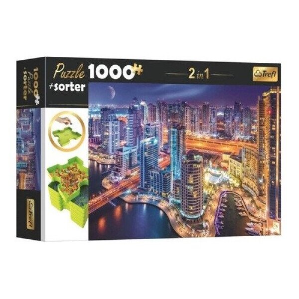 Puzzle s třídičem 2v1: Noční Dubaj 1000 dílků