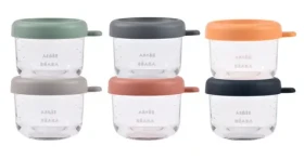Beaba Kelímky na jídlo skleněné 6x 150 ml Sunrise (914015BB)
