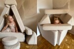 SHAPPY Dětská rozkládací pěnová pohovka SHAPPY PLAY TEDDY Barva: Soft Cream