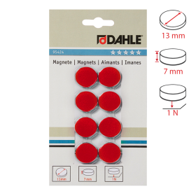 Dahle magnet plánovací, Ø 13 mm, 1 N, 8 ks, červené