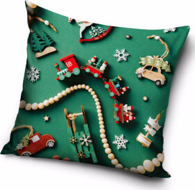 Vánoční povlak na polštářek Dřevěný Vláček